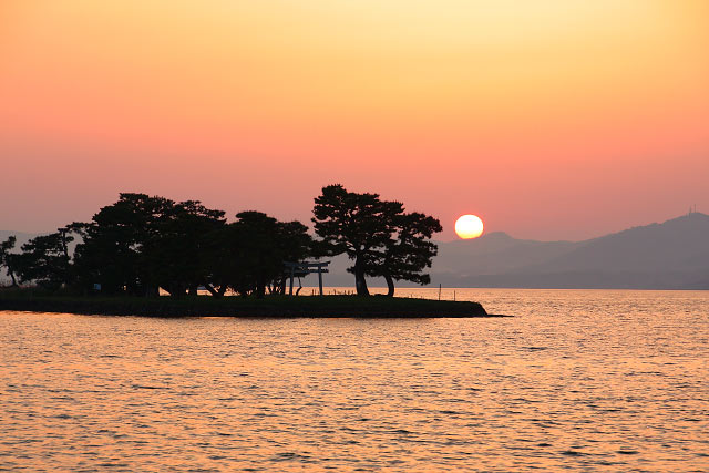 宍道湖　夕日